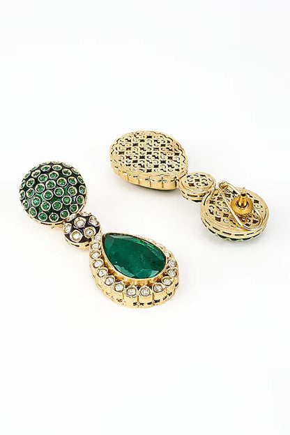 Burgandi Kundan Embellished Earrings 
