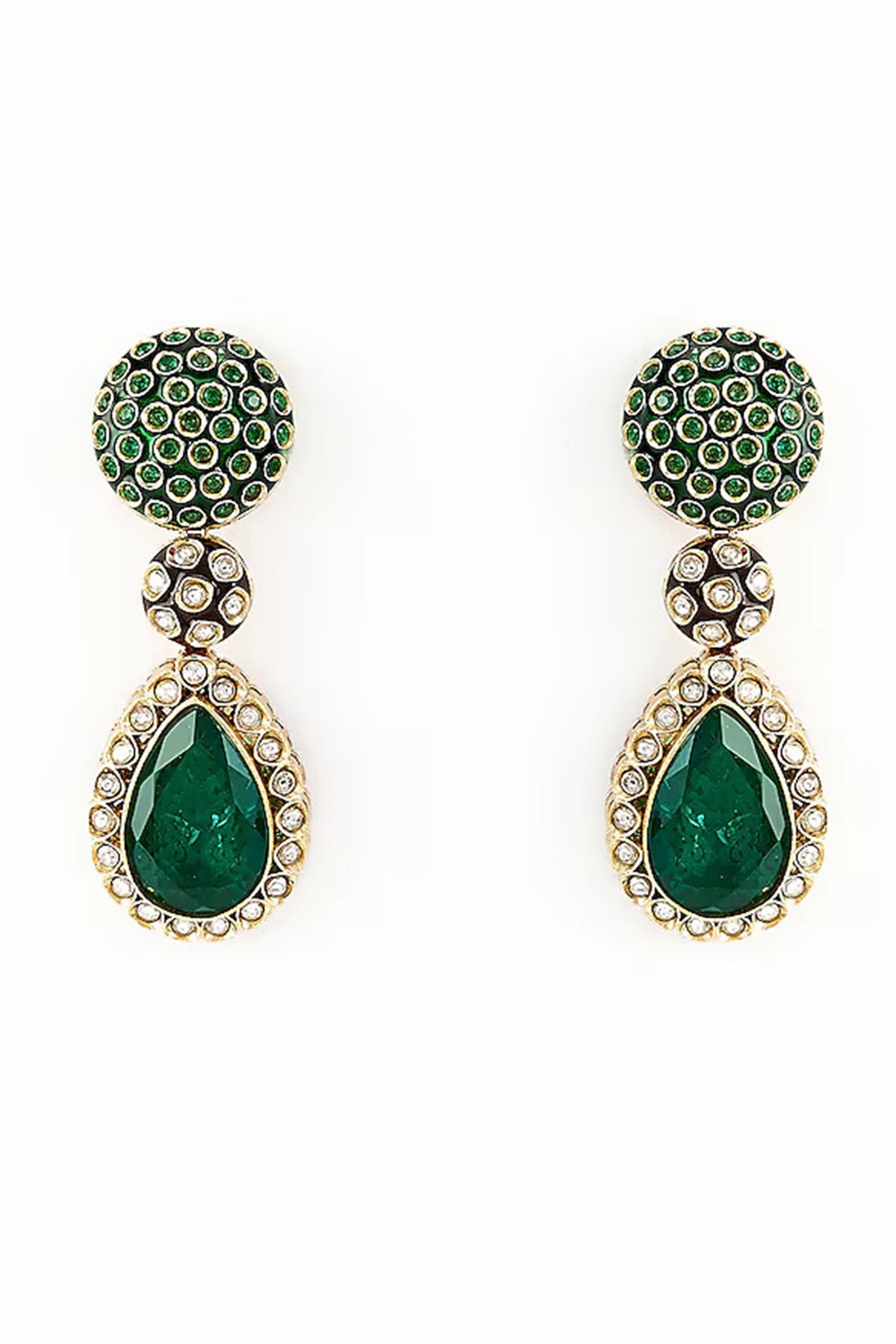 Burgandi Kundan Embellished Earrings 