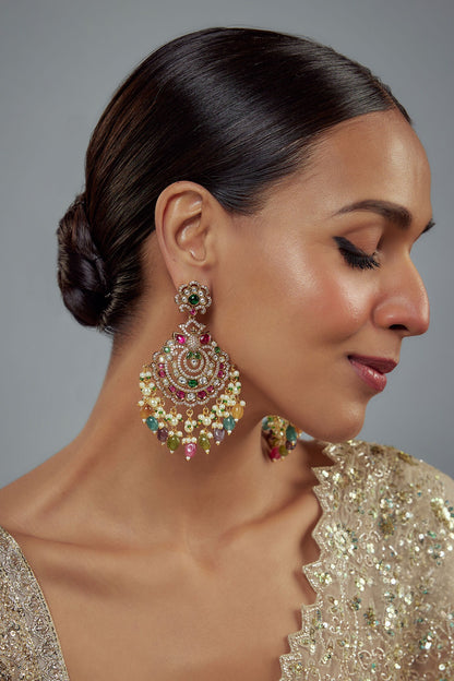 Floral Kundan Embellished Earrings 