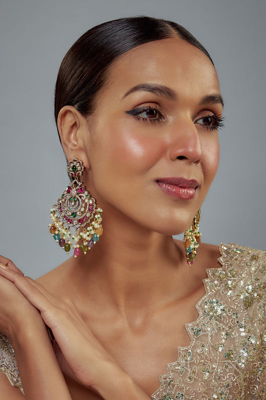Floral Kundan Embellished Earrings 