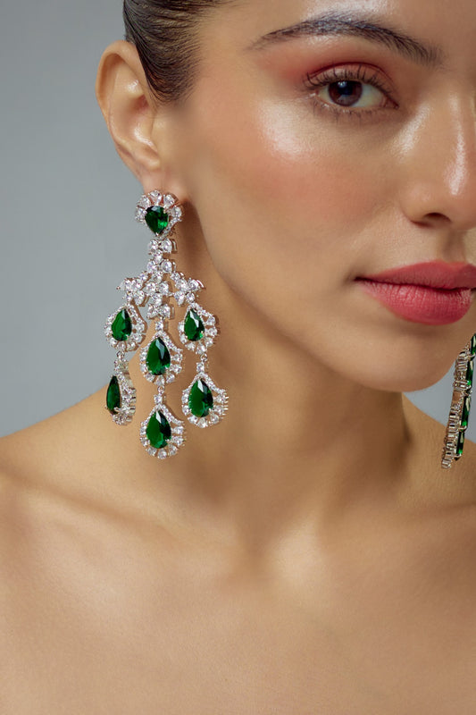 Zia Drop Cubic Zirconia Embellished Earrings 