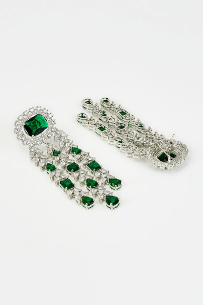Zia Vine Cubic Zirconia Embellished Earrings 