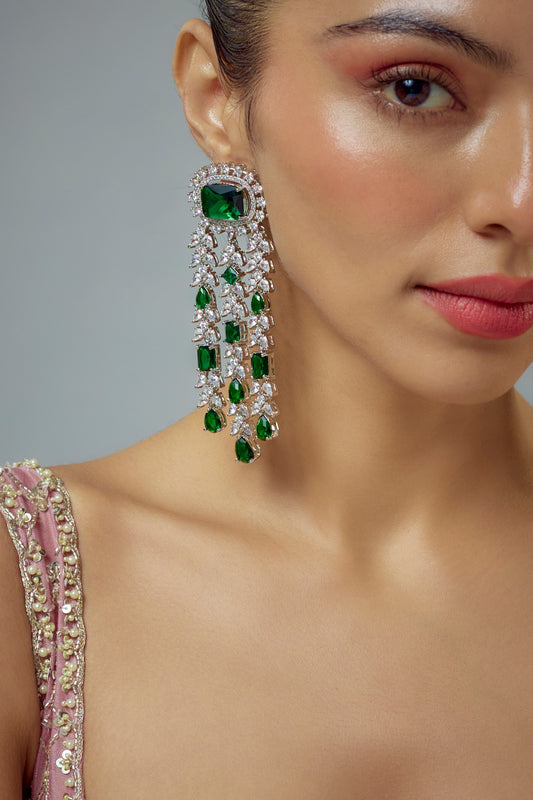 Zia Vine Cubic Zirconia Embellished Earrings 