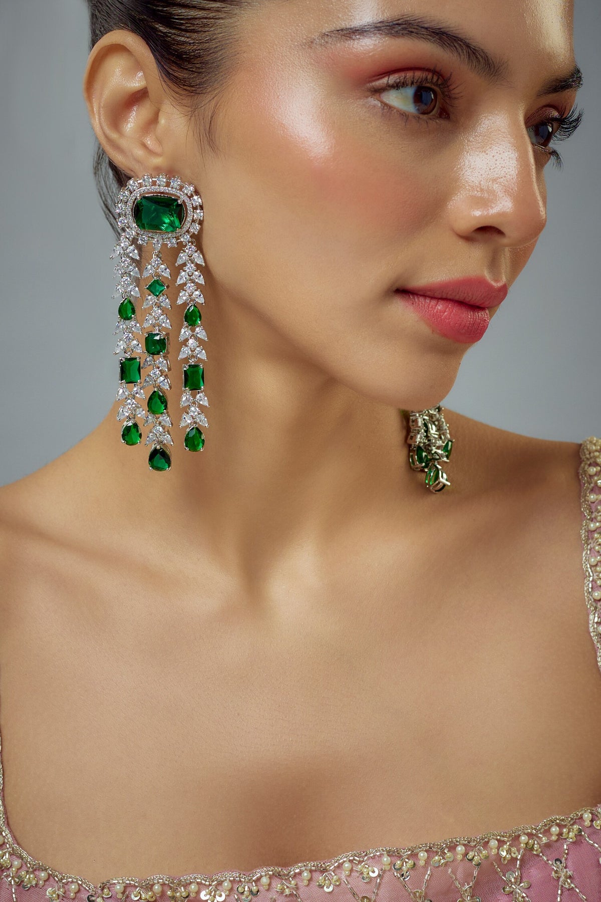 Zia Vine Cubic Zirconia Embellished Earrings 