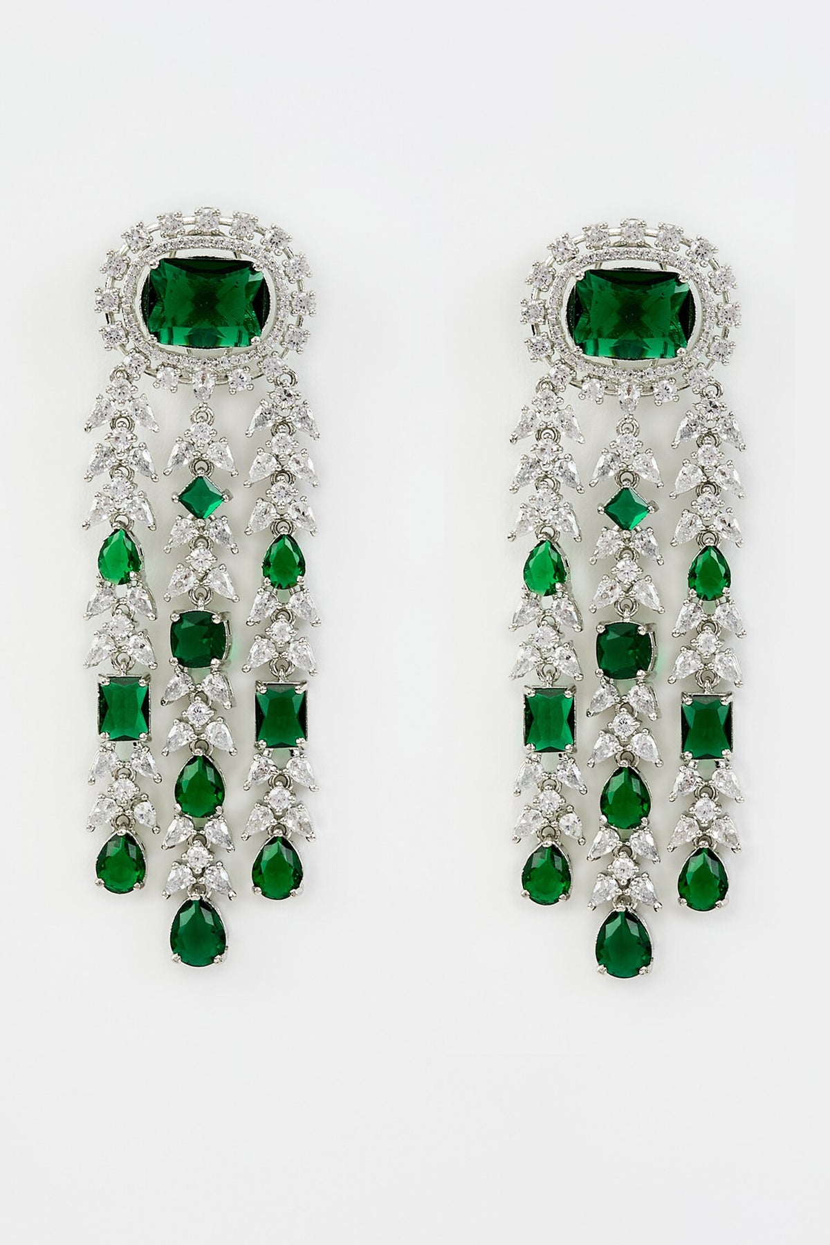 Zia Vine Cubic Zirconia Embellished Earrings 