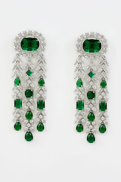 Zia Vine Cubic Zirconia Embellished Earrings 