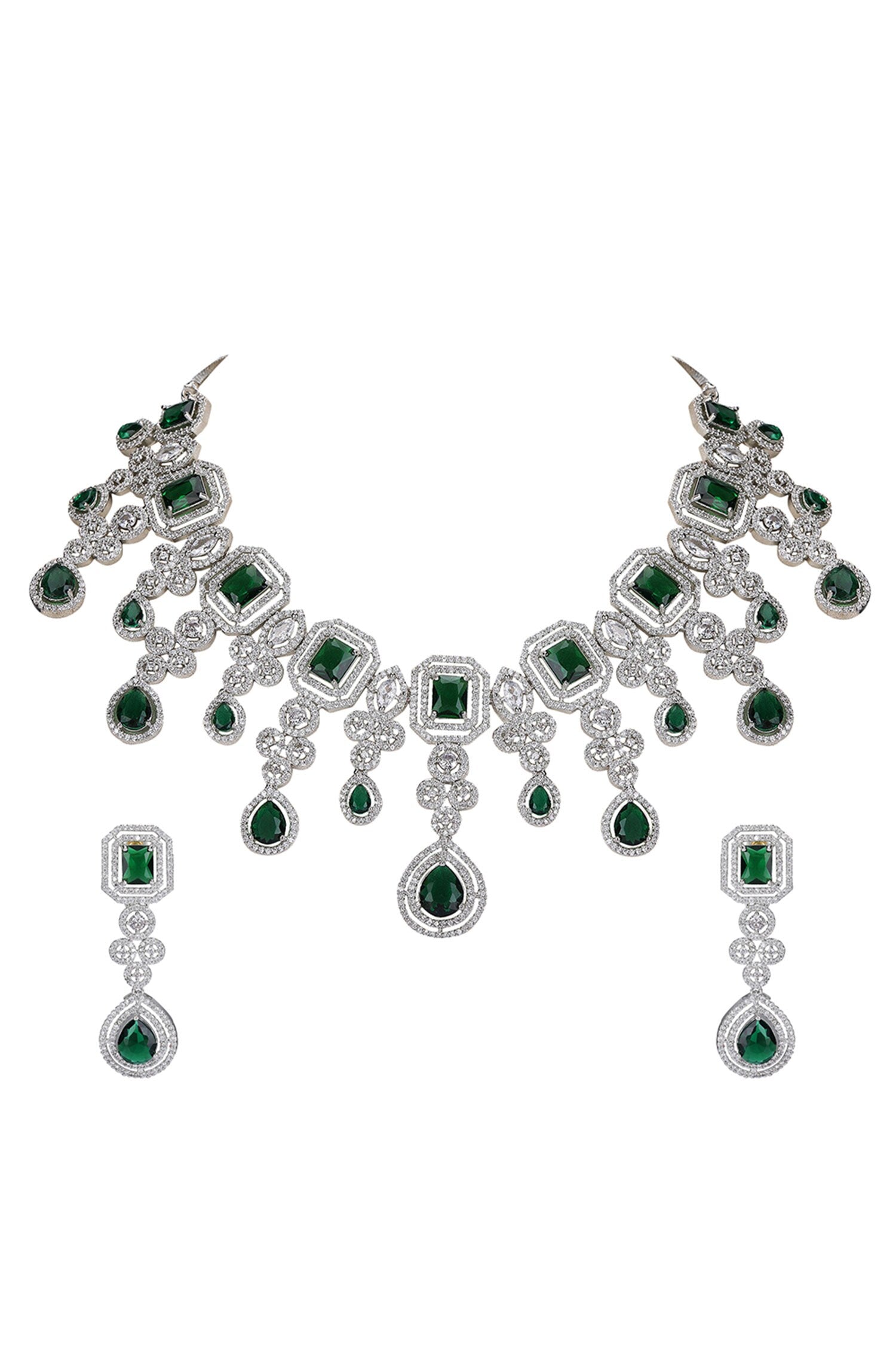 Emerald Green Gemstone Necklace Set 
