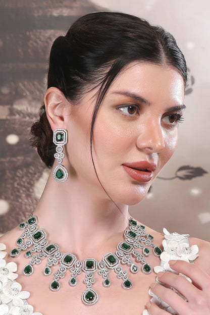 Emerald Green Gemstone Necklace Set 