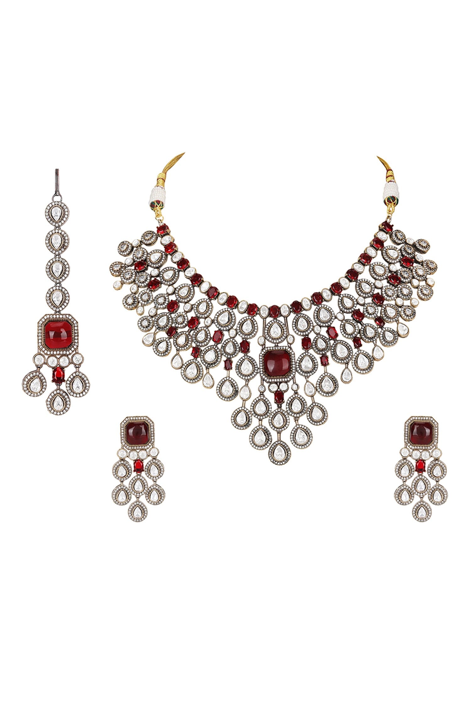 Polki Stone Necklace & Earring Set 