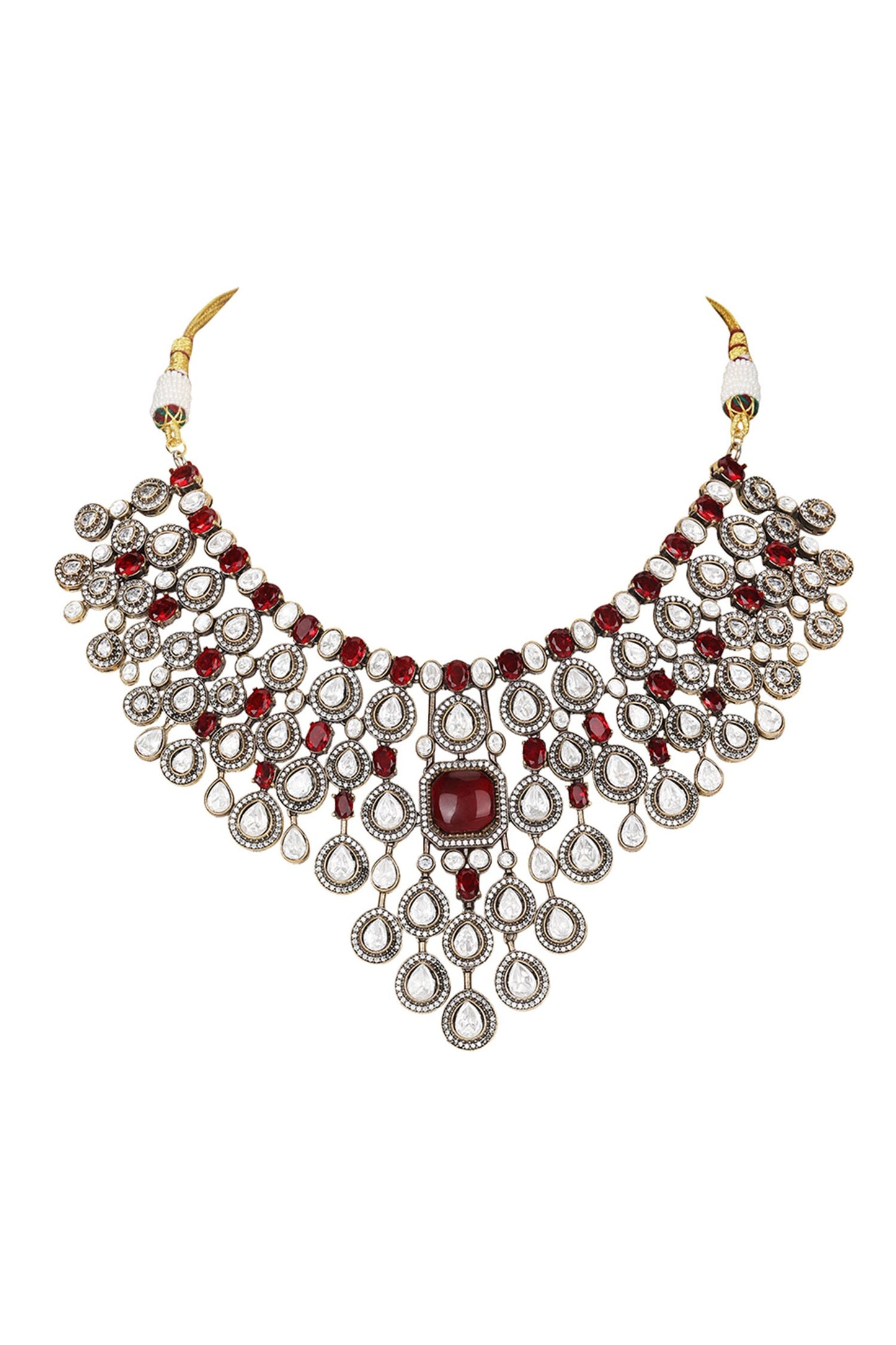 Polki Stone Necklace & Earring Set 