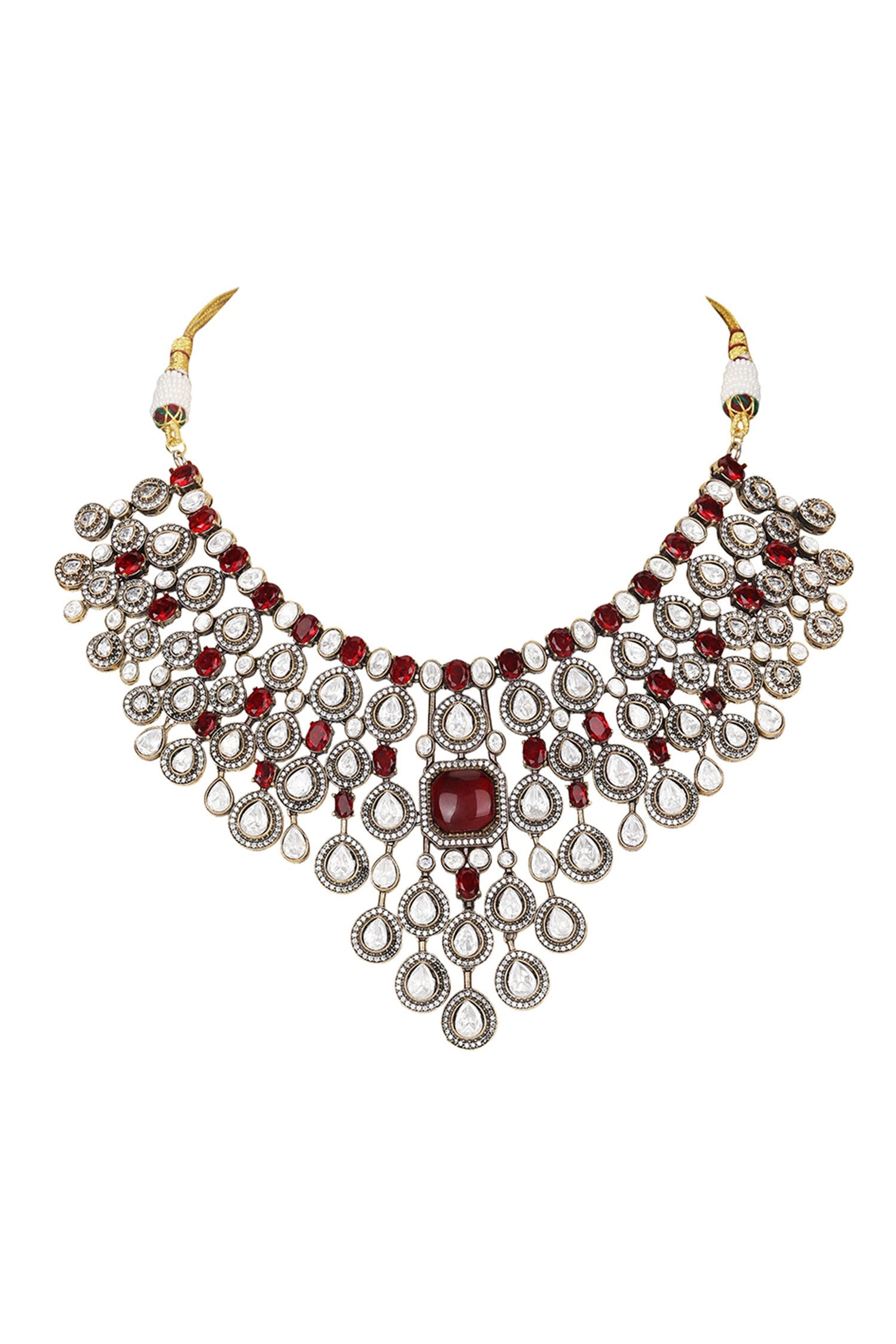 Polki Stone Necklace & Earring Set 