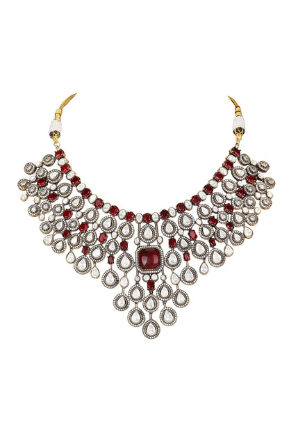 Polki Stone Necklace & Earring Set 