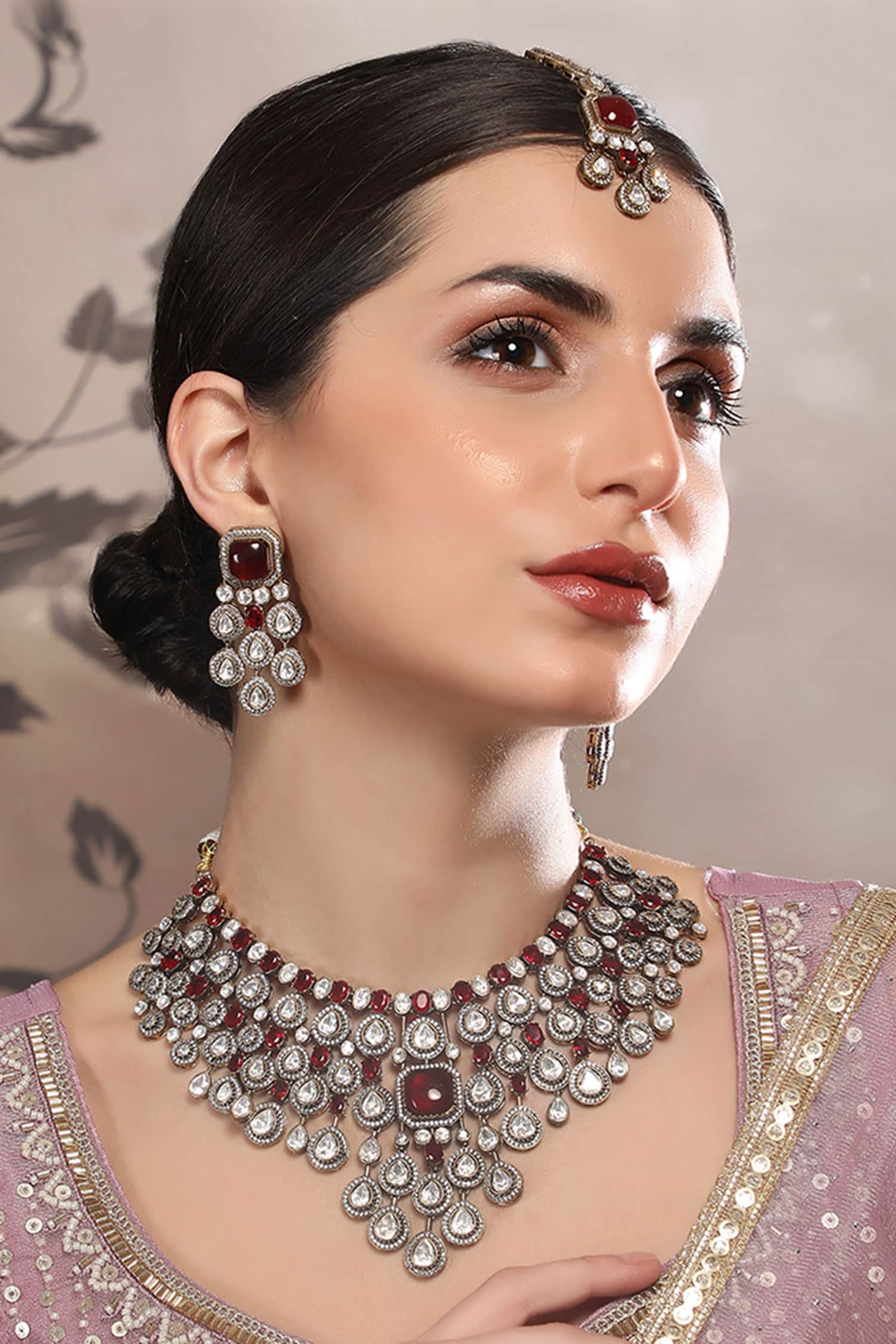 Polki Stone Necklace & Earring Set 