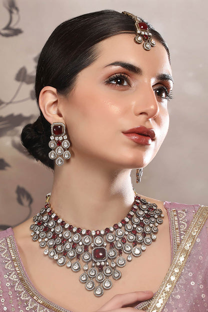 Polki Stone Necklace & Earring Set 