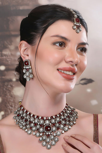 Polki Stone Necklace & Earring Set 