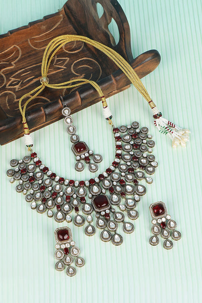 Polki Stone Necklace & Earring Set 