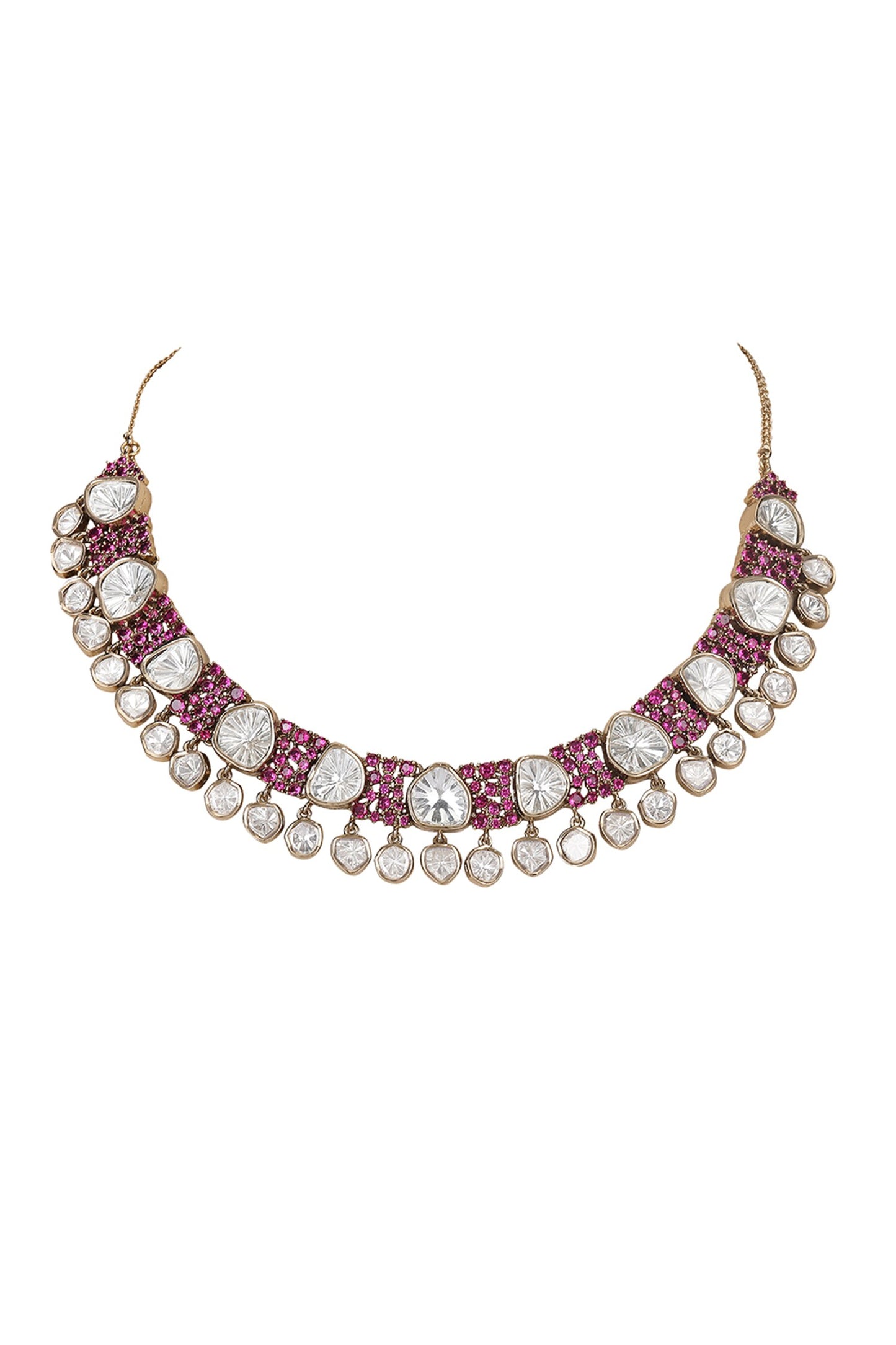 Kundan Ruby Embellished Necklace Set 