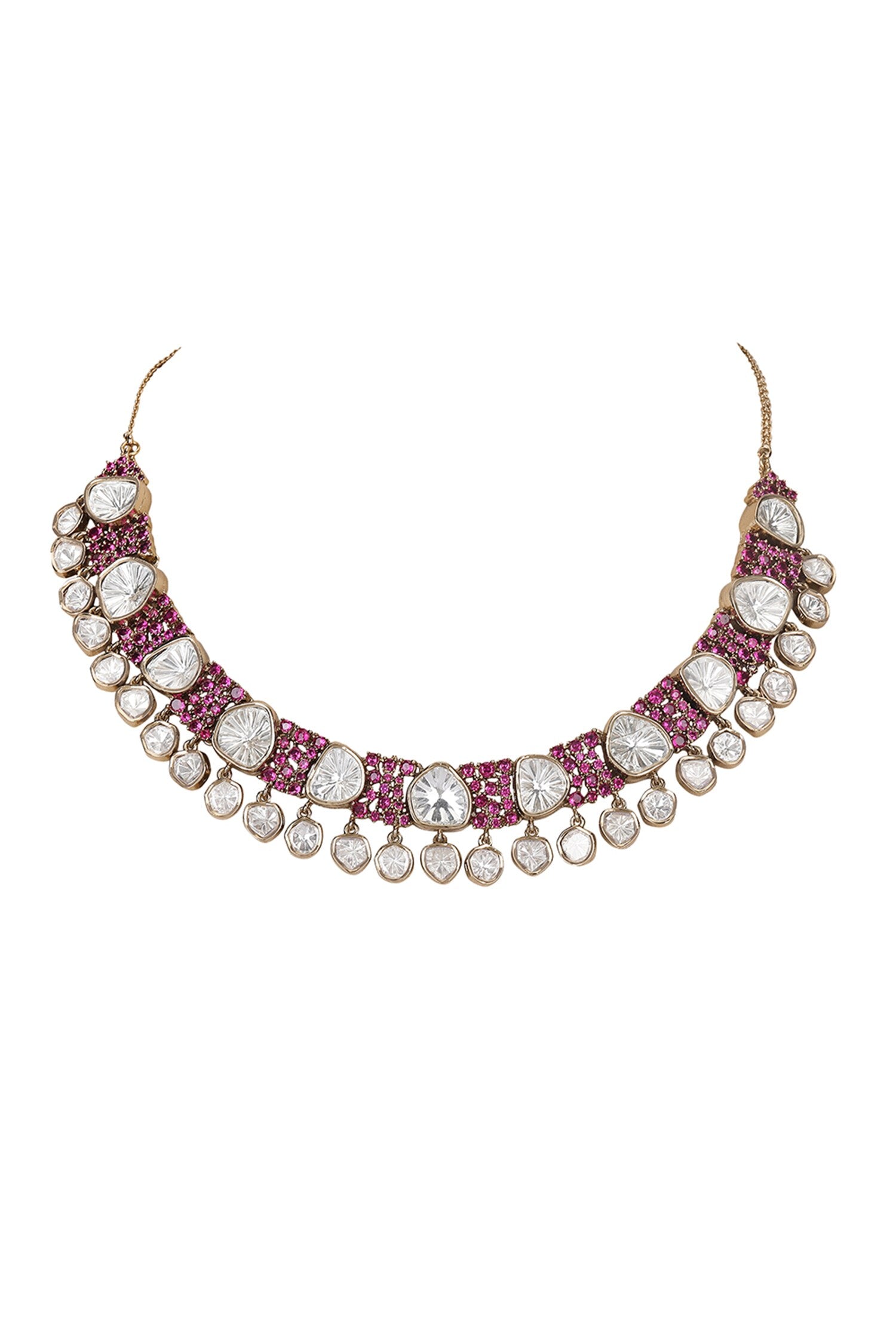 Kundan Ruby Embellished Necklace Set 