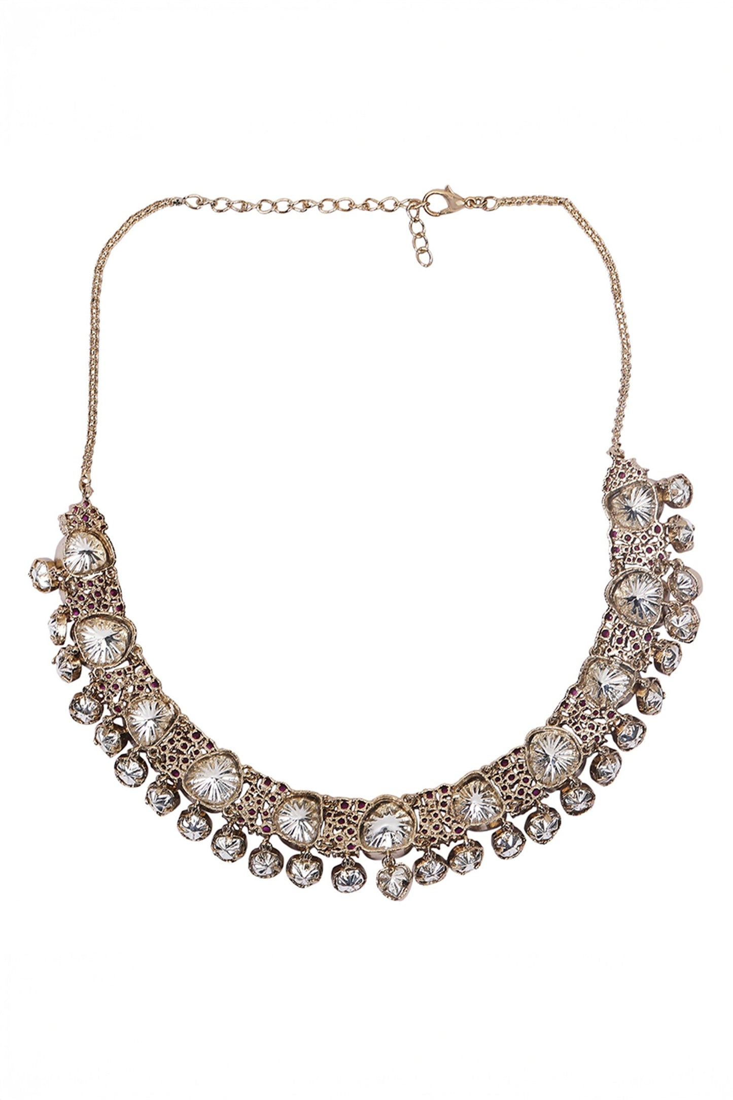 Kundan Ruby Embellished Necklace Set 