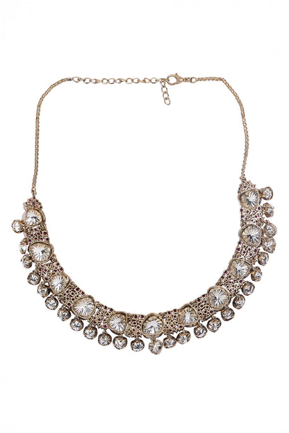 Kundan Ruby Embellished Necklace Set 