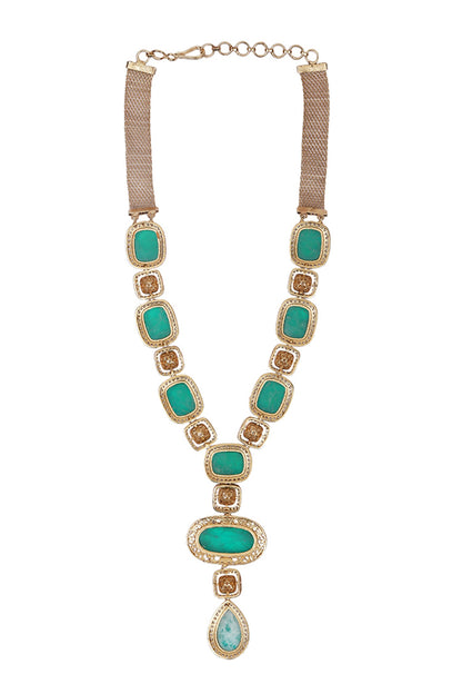 Emerald & Diamond Stone Necklace Set 