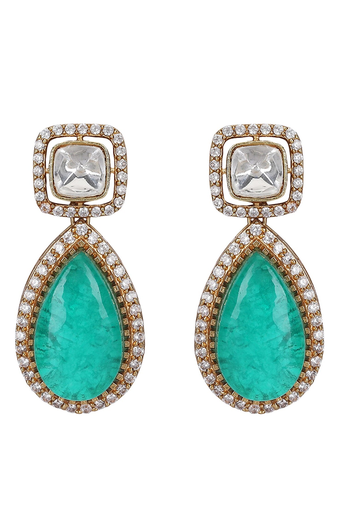 Emerald & Diamond Stone Necklace Set 