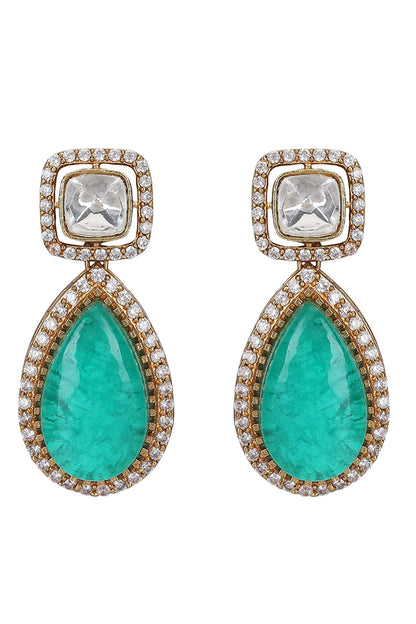 Emerald & Diamond Stone Necklace Set 