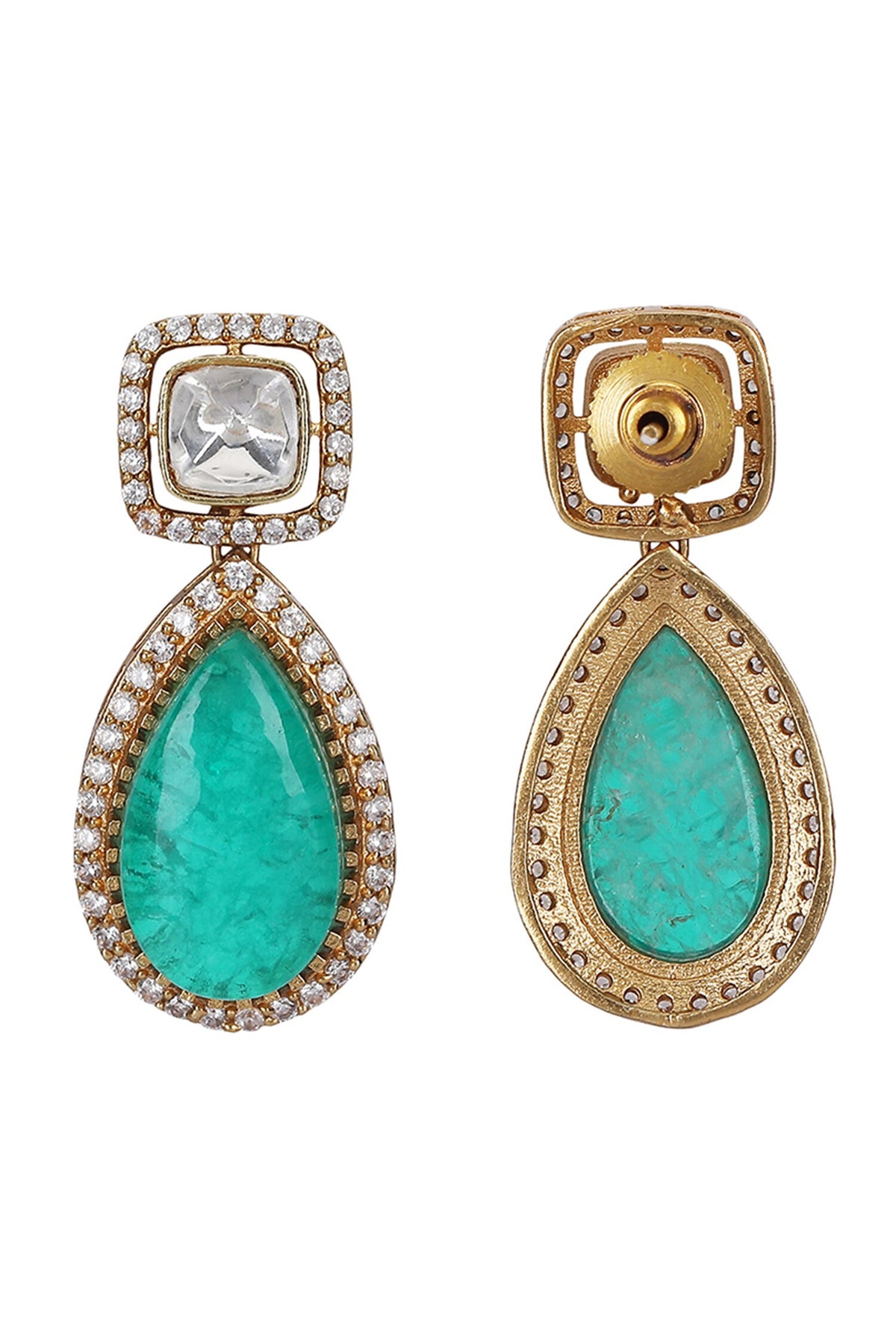 Emerald & Diamond Stone Necklace Set 