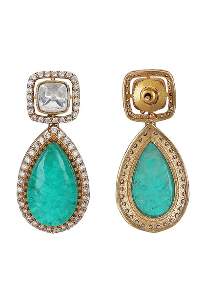 Emerald & Diamond Stone Necklace Set 
