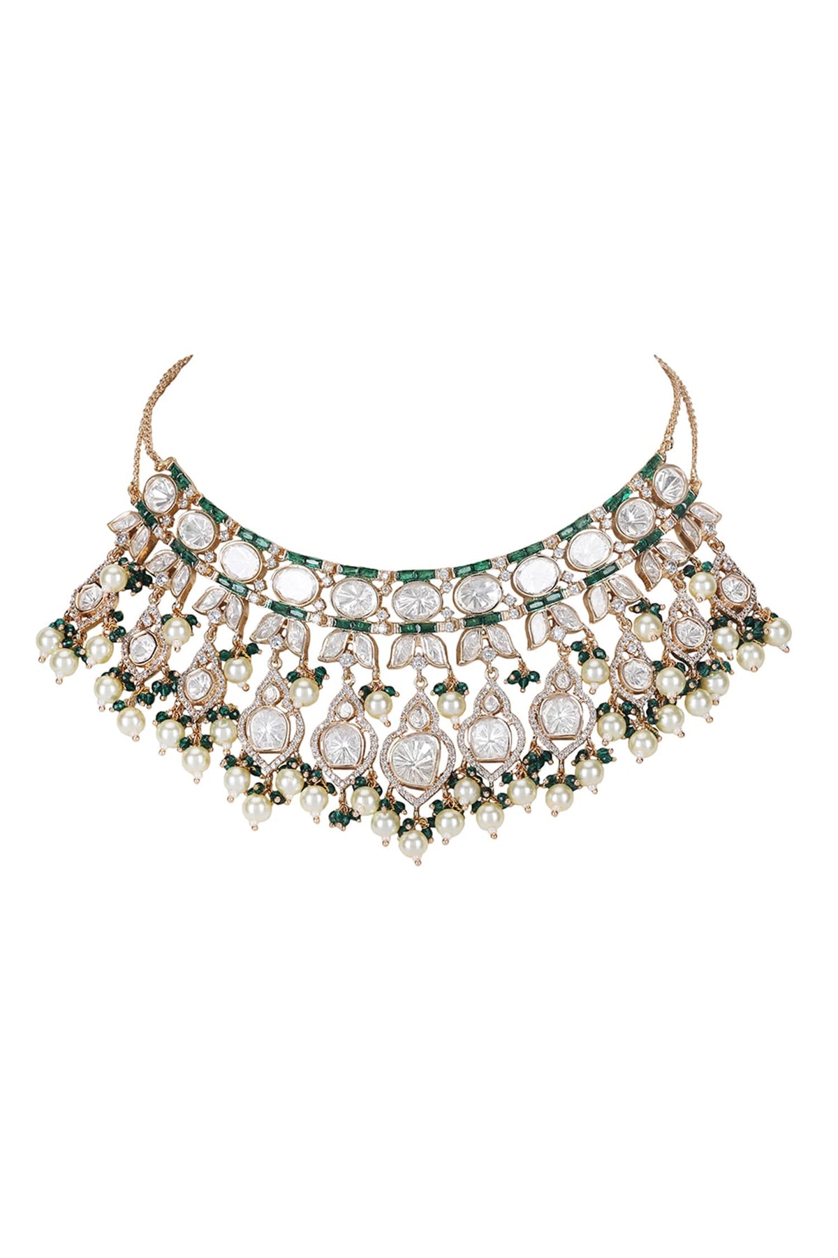 Emerald Polki Kundan Necklace Set 
