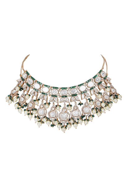 Emerald Polki Kundan Necklace Set 