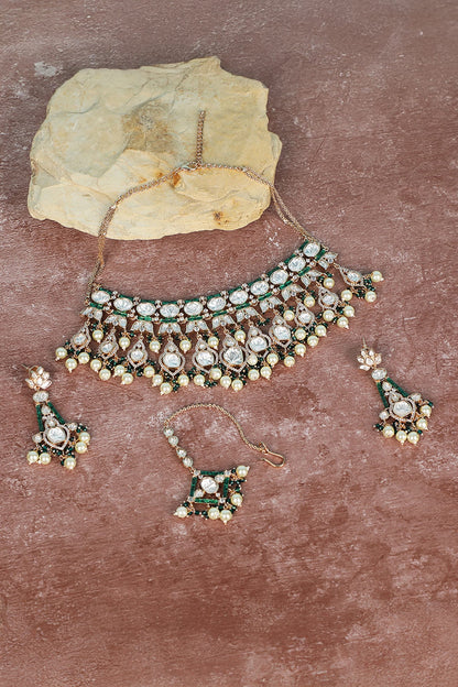 Emerald Polki Kundan Necklace Set 