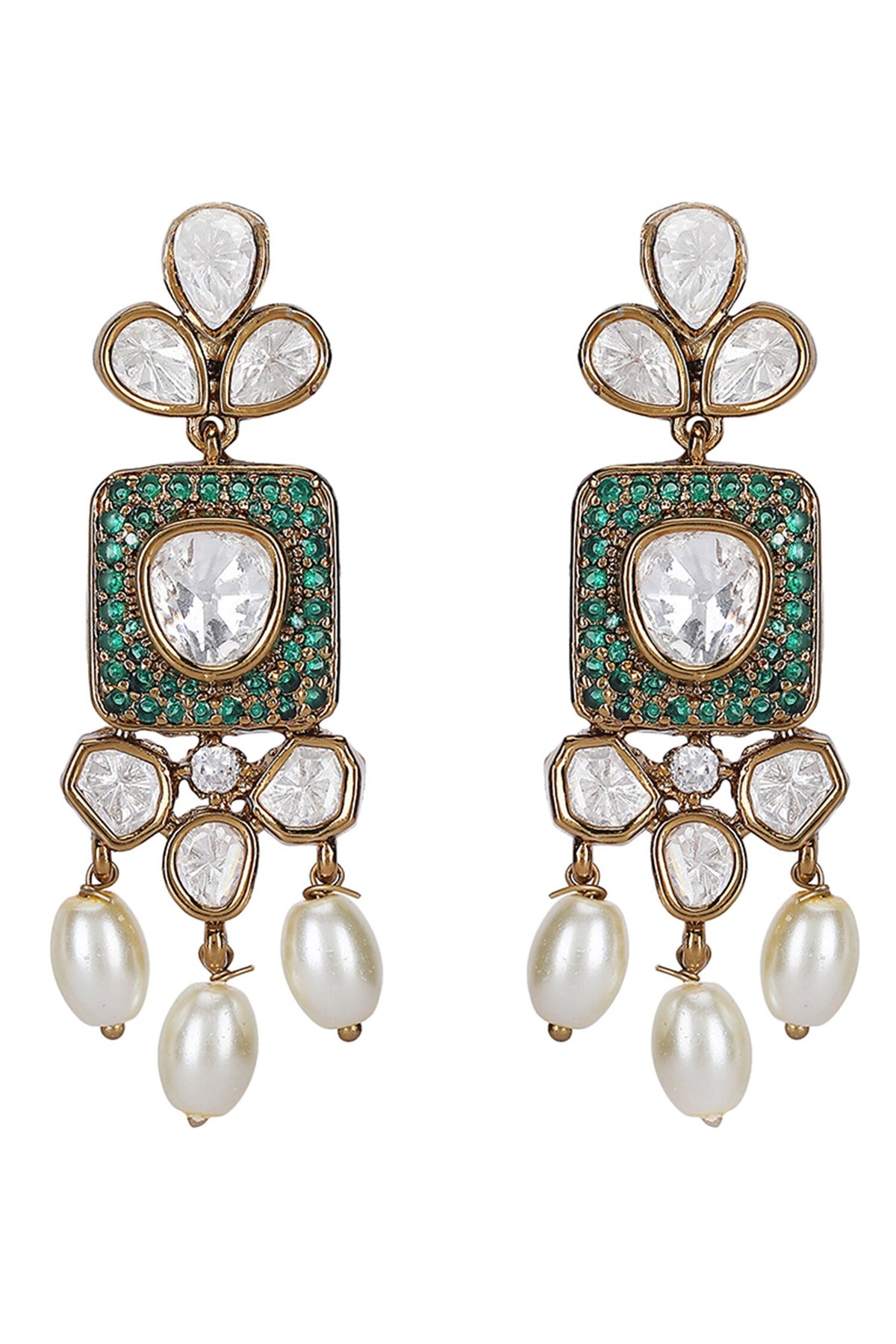 Emerald Polki Stone Choker & Earring Set 