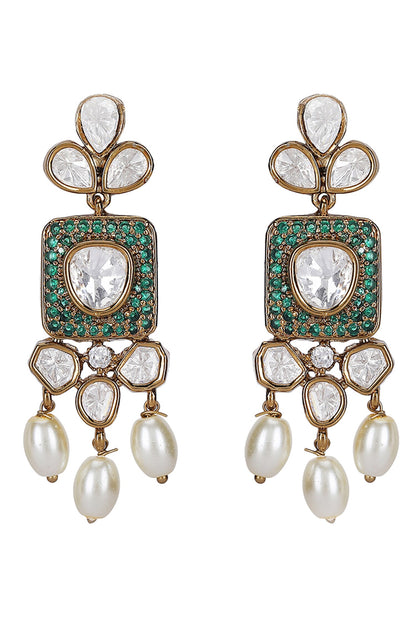 Emerald Polki Stone Choker & Earring Set 