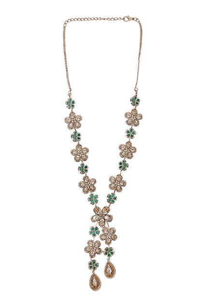 Floral Crystal Pendant Necklace Set 