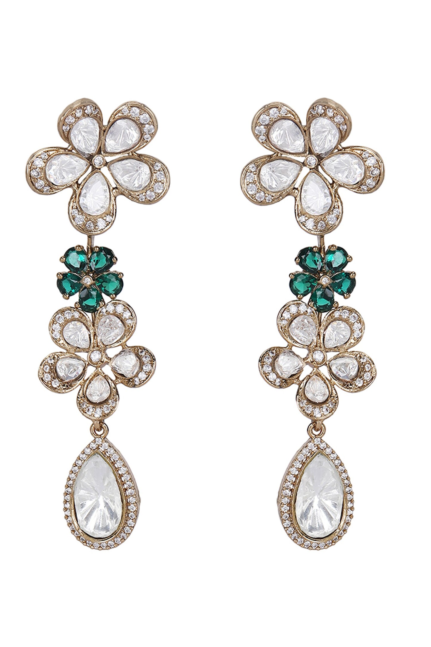 Floral Crystal Pendant Necklace Set 