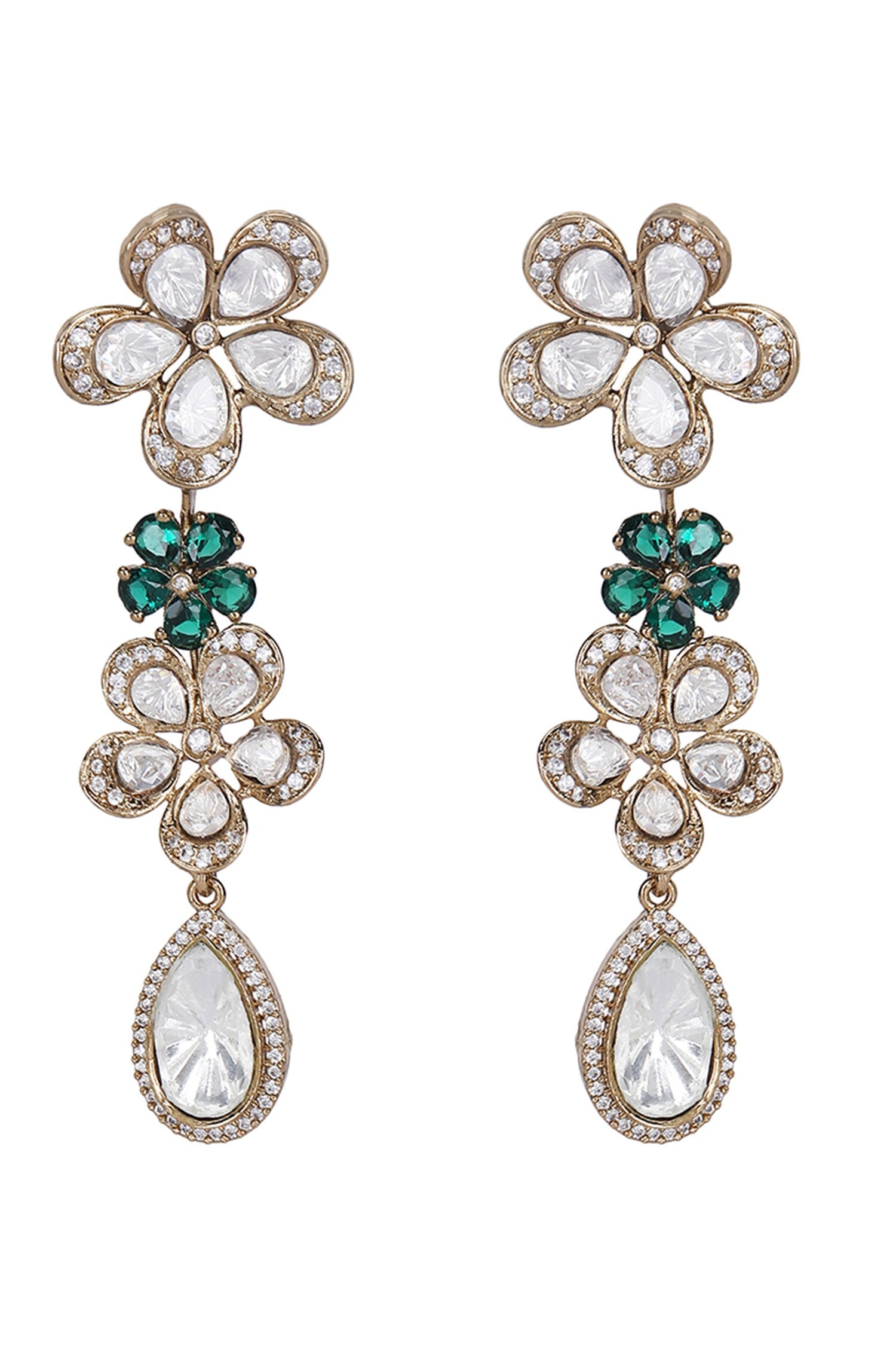 Floral Crystal Pendant Necklace Set 