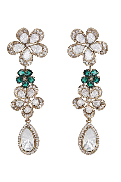 Floral Crystal Pendant Necklace Set 