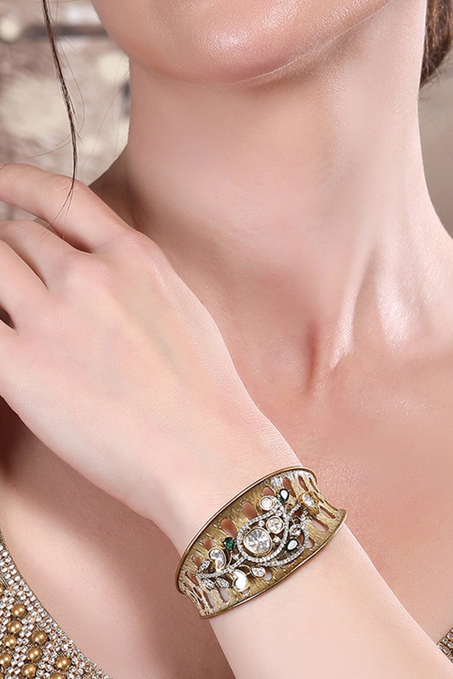 Kundan Embellished Cuff Bracelet 