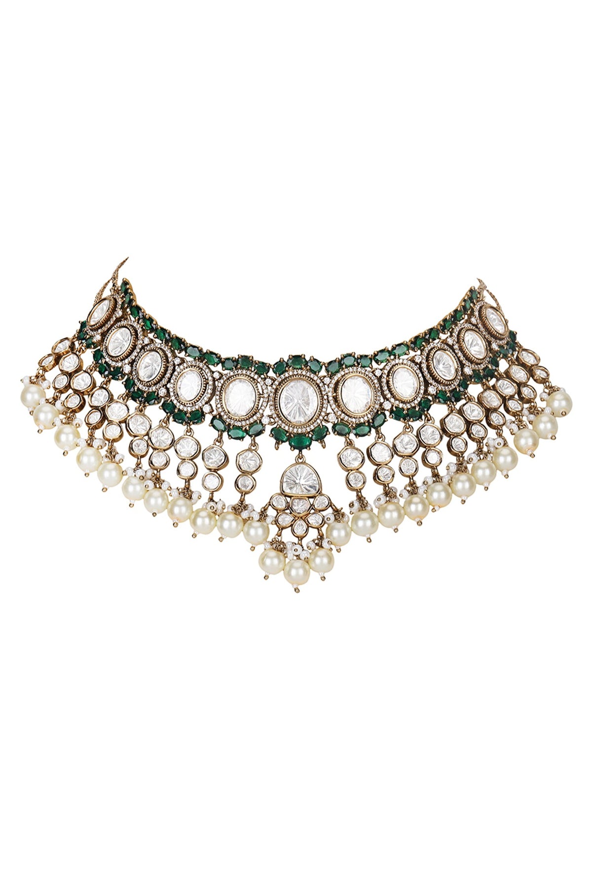 Kundan Pearl Embellished Necklace Set 