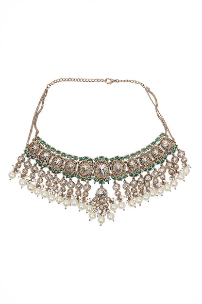 Kundan Pearl Embellished Necklace Set 