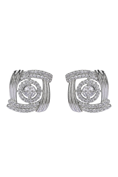 Silver Stone Embellished Stud Earrings 