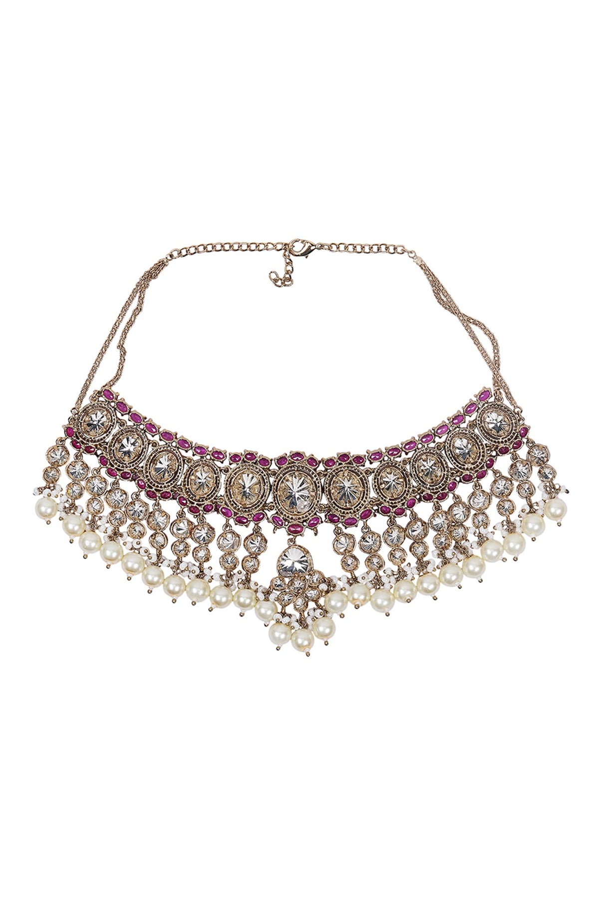 Gold Finish Kundan Necklace Set 