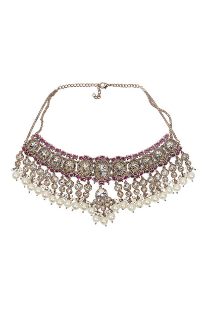 Gold Finish Kundan Necklace Set 