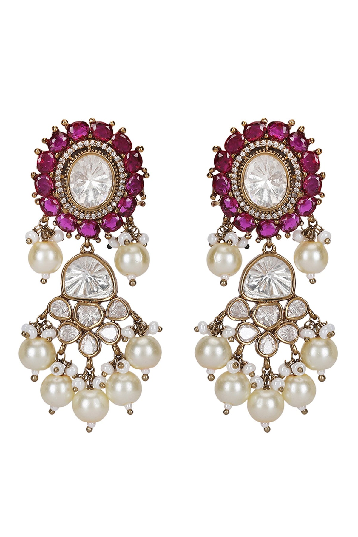 Gold Finish Kundan Necklace Set 