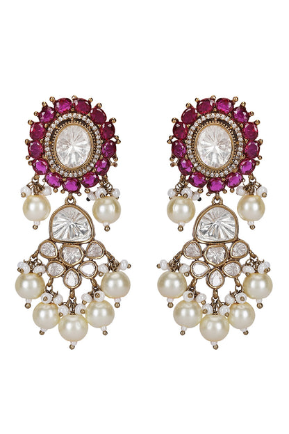 Gold Finish Kundan Necklace Set 