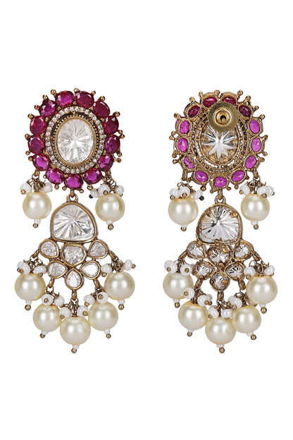 Gold Finish Kundan Necklace Set 