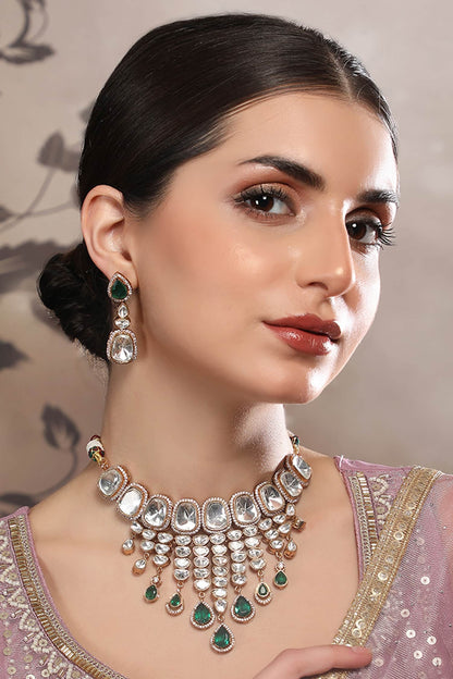 Kundan Stone Embellished Necklace Set 