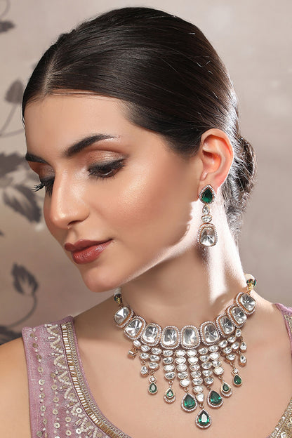 Kundan Stone Embellished Necklace Set 