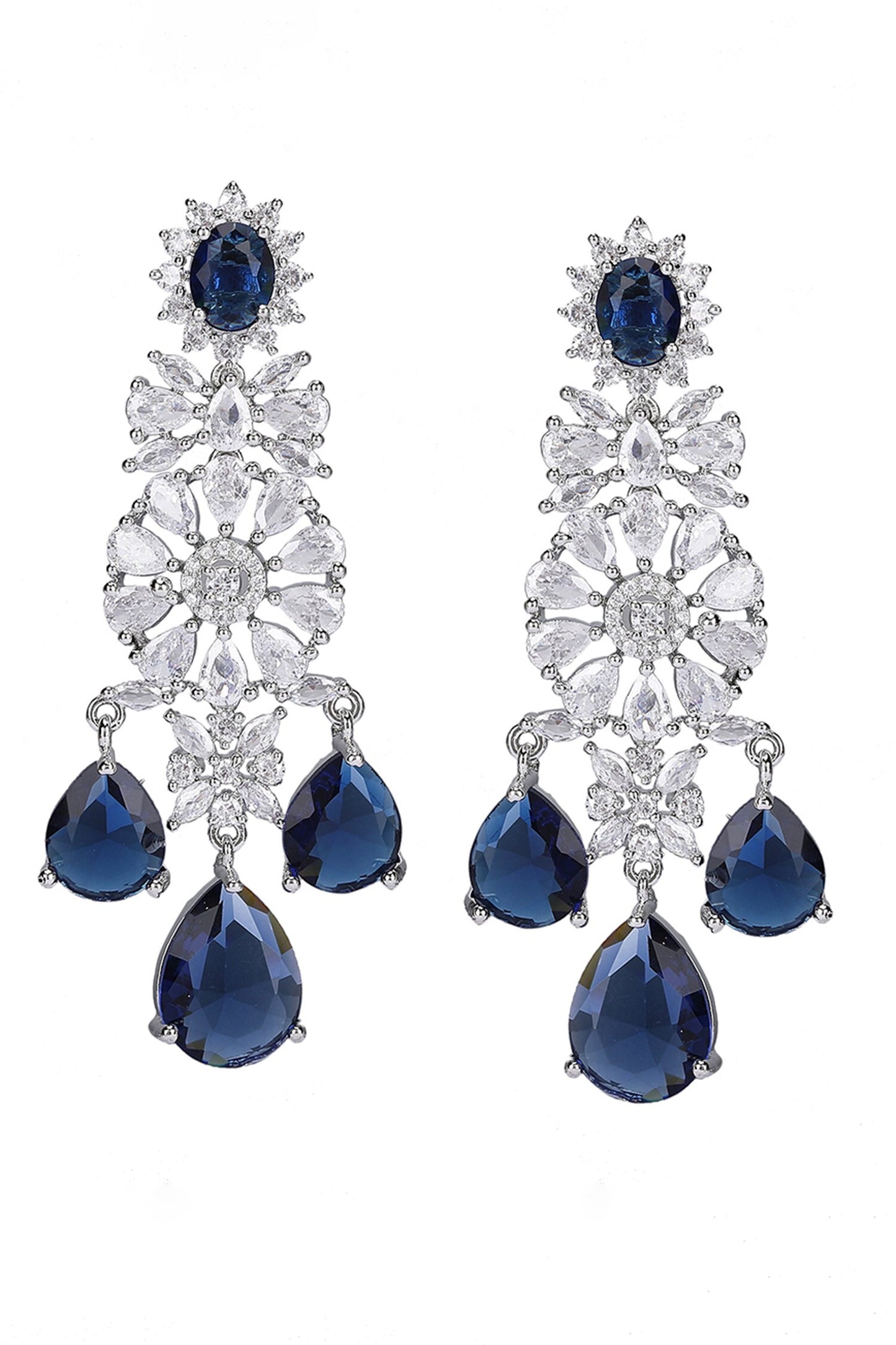 Layered Necklace Set With Sapphire Stones 